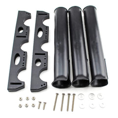 Yak Gear triple rod holder with storage brackets for pliers and lures.