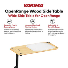Yakima EXO OpenRange plastic cutting board and collapsible wash basin built into the surface.