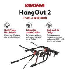 Yakima Hangout stable cradles hold bikes firmly during transport, reducing movement.