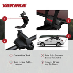 Tool free assembly speeds setup on most vehicles.