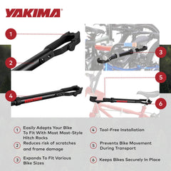 Yakima Tubetop stem attachment area highlights secure grip for various bike geometries.