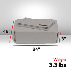 Yakima SkyRise sheet small gray on mattress shows snug no-tuck fit.
