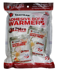 Yaktrax 12-Hour Adhesive Body Warmer applied to chest for targeted warmth.