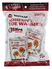 Yaktrax adhesive toe warmers closeup shows secure backing for reliable toe heat.