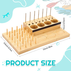 Close up of holes for spools and tools in organizer