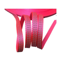 Yalulu pink reflective nylon webbing, 10 mm wide, 20 m long, ideal for pet gear.