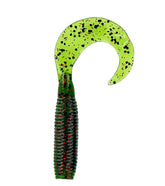 Yamamoto 5-inch single tail grub Watermelon, front view; versatile bass lure for various rigs.