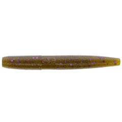 Yamamoto 3in Fat Senko in green pumpkin with purple copper flakes, ideal for versatile rigs.