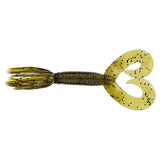Yamamoto 5in Double Tail Hula Grub in green pumpkin, bass-ready action with free-flowing tentacles.