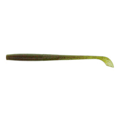 Yamamoto 5-inch Kut Tail Worm in green pumpkin with small red, ideal for finesse dropshot fishing.
