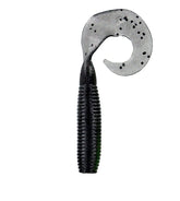 Yamamoto 5-inch Single Tail Grub in smoke with large black flake, versatile bass lure