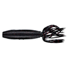Yamamoto Fat Ika 4 in black with red accents, ideal for flipping and pitching bass lures.