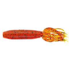 Yamamoto Fat Ika 4in pumpkin-orange with black and green, versatile bass fishing lure.