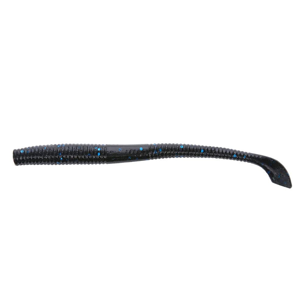 Yamamoto Kut Tail Worm 4-inch black with large blue, finesse bass lure for subtle action.