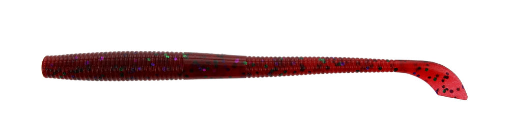 Yamamoto Kut Tail Worm Plum Candy 5in shows subtle tail action for finesse fishing
