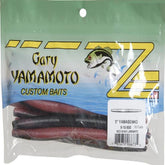 Yamamoto Senko Red Shad 5in pack shown, versatile stickbait for wacky, Texas, or weightless rigs.