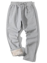 Yameekamulga fleece stretch sweatpants front view highlights insulated warmth for cold days.