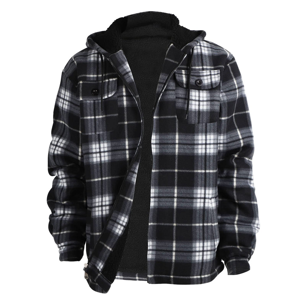 Yasumond plaid flannel jacket front-zip provides easy wear and everyday warmth.
