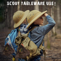 yasuwekik Scout Mess Kit stainless utensils include fork, knife, spoon for durable camp dining.