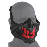 YBJMSFA airsoft half-face mask front view, skeleton mesh design for breathable protection.