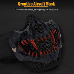 YBJMSFA airsoft mask breathable mesh close-up highlights ventilation and comfort.