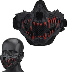YBJMSFA skull mask adjustable strap detail for secure comfort during activities.
