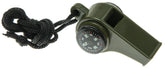 Yeahgoshopping 3-in-1 emergency whistle with compass in army green for outdoor signaling.