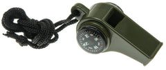 Yeahgoshopping 3-in-1 emergency whistle with compass in army green for outdoor signaling.