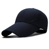 YEKEYI quick-dry cap navy front view with extended brim for sun shade.