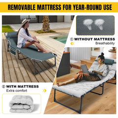 YELLOW JACKET folding cot with-pillow emphasizes head support during rest breaks.