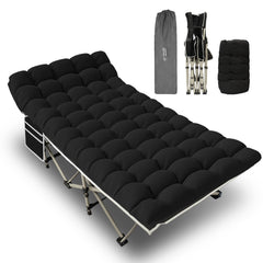 Yellow Jacket camping cot folded shows portable rest for travel