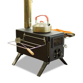Yesinaly portable wood stove assembled for travel-friendly outdoor cooking.