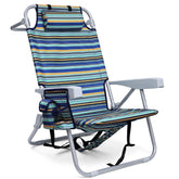 Yestomo backpack beach chair folded back view for easy transport and quick setup.