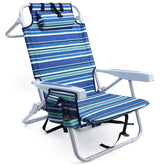 Yestomo stripes-blue-cyan beach chair in sun-ready folding design for outdoor lounging