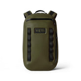 YETI Cayo Backpack 15L olive front view highlights weather resistance for daily commutes.