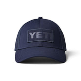 YETI Core Patch Trucker Hat navy-on-navy front view with tonal patch for sun protection and style