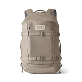 YETI Crossroads Backpack 27L front view in Cape Dark Taupe shows durable fabric for daily commuting.