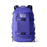 YETI Crossroads 27L backpack front view showcases rugged ultramarine violet for daily commuting.