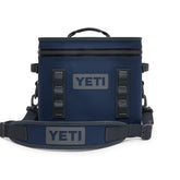 YETI Hopper Flip 12 Navy closeup HydroLok zipper for leakproof cooling