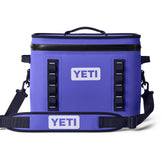 YETI Hopper Flip 18 ultramarine violet closed-zipper demonstrates leakproof cooling for outdoor trips.