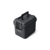 YETI LoadOut 15 GoBox front view in charcoal shows rugged weather protection.