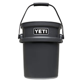 YETI LoadOut bucket front view shows rugged durability for tough hauling.