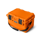 YETI LoadOut GoBox 30 King Crab Orange front view protects gear on rugged trips.