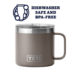YETI Rambler 14oz mug Duracoat finish closeup highlighting color durability that resists cracking or fading.