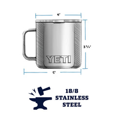 YETI Rambler 14oz mug MagSlider lid closeup showing magnetic seal and containment.