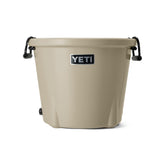 YETI Tank 45 desert tan cooler with open lid showing spacious interior for beverages.
