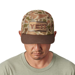 YETI USA Flag Hat top shot reveals form and brim construction.