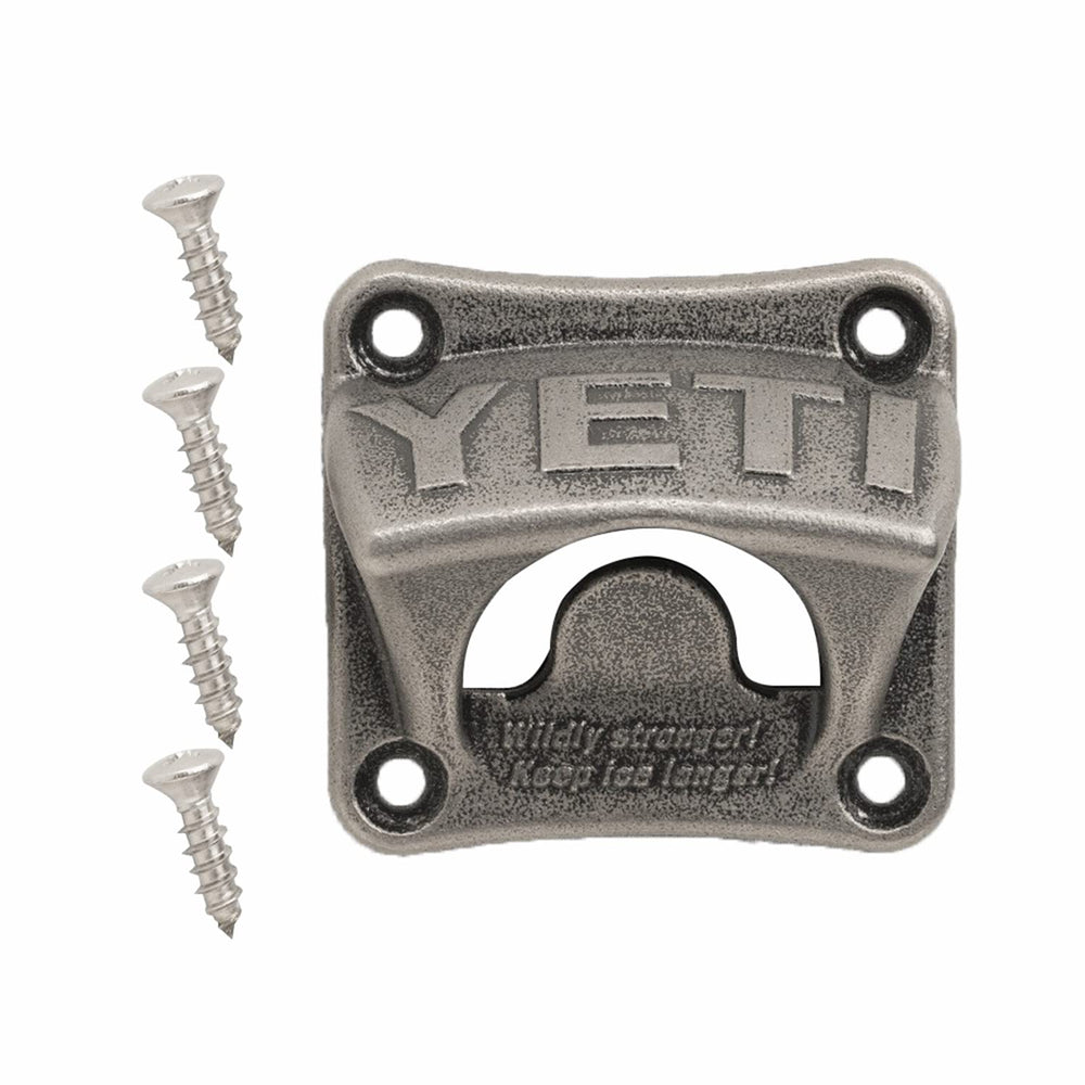 YETI wall-mounted bottle opener with retro styling for cabins and man caves.