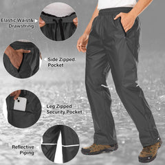 Yevtzl rain pants with zipper pocket keeps valuables dry during storms and hikes