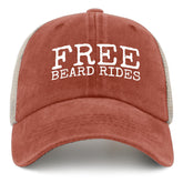 YFKFYTG Free Beard Rides hat in orange offers breathable comfort for sunny days.